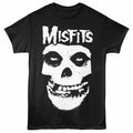Misfits - Skull W Logo - Front Print Adult Short Sleeve Solid T-Shirt - Black