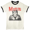 Misfits - Crossed Arms - Front Print Adult Short Sleeve Solid Ringer T-Shirt - Vintage White Black