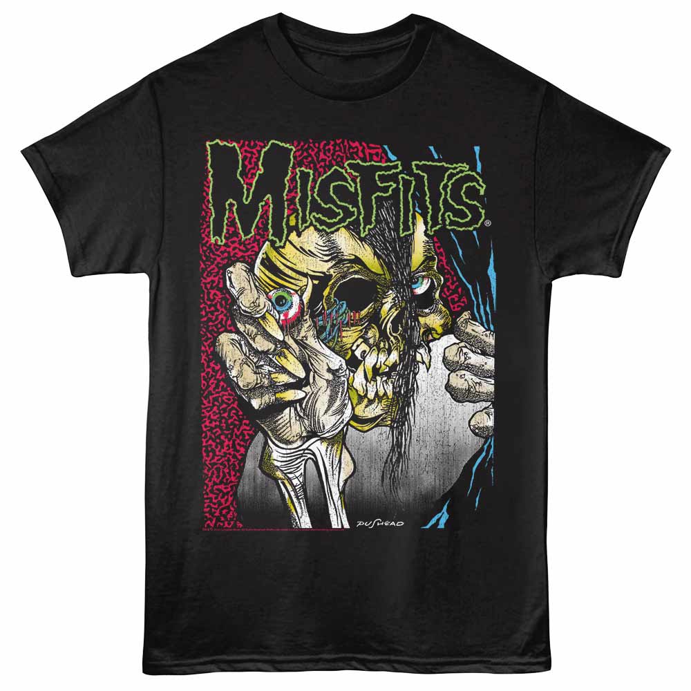 Misfits - Eyeball - Front Print Adult Short Sleeve Solid T-Shirt - Black