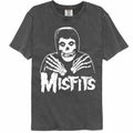 Misfits - Logo Outline Skull - Front Print Adult Short Sleeve Solid Comfort Color T-Shirt - Pepper