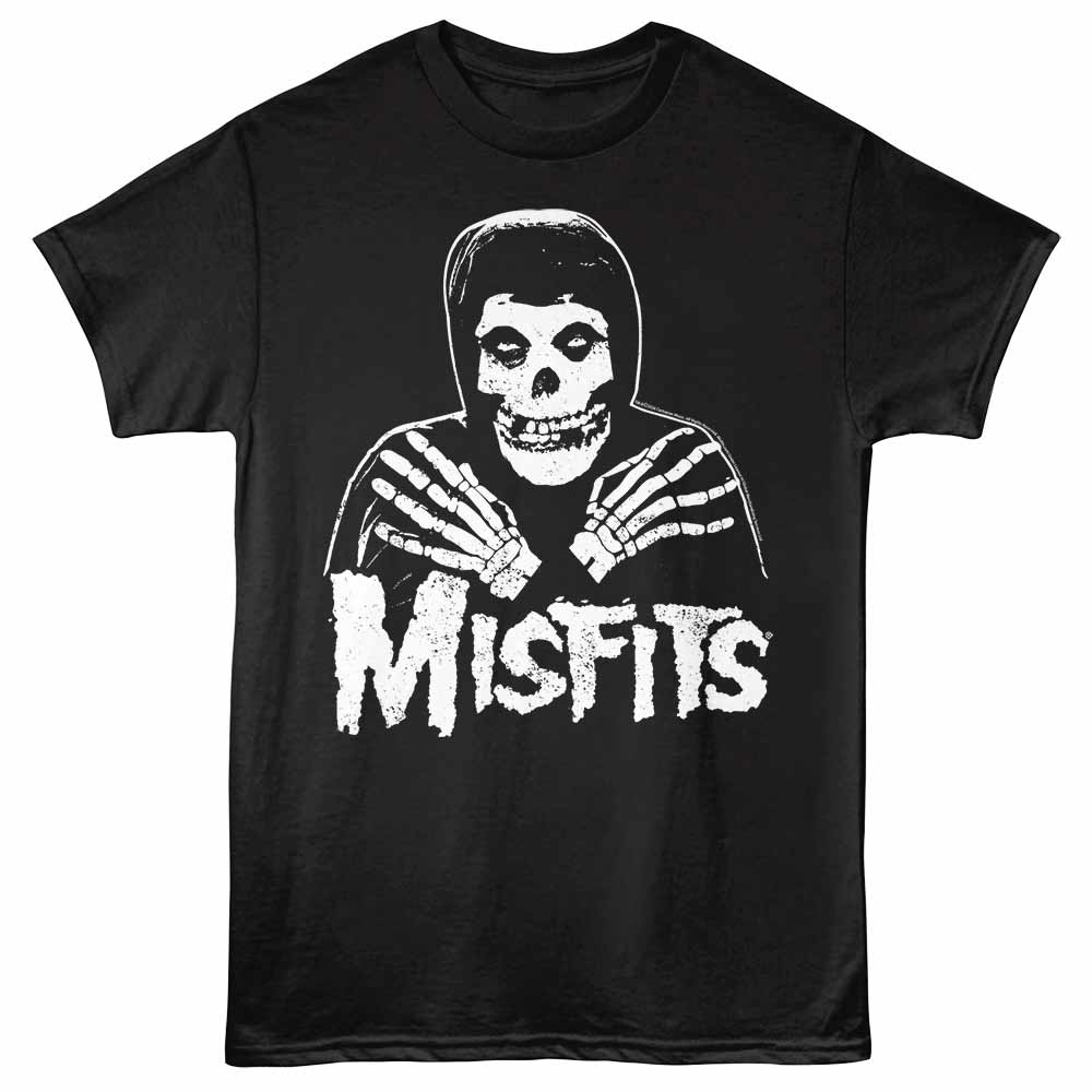 Misfits - Skull Crossed Arms - Front Print Adult Short Sleeve Solid T-Shirt - Black