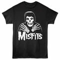 Misfits - Skull Crossed Arms - Front Print Adult Short Sleeve Solid T-Shirt - Black