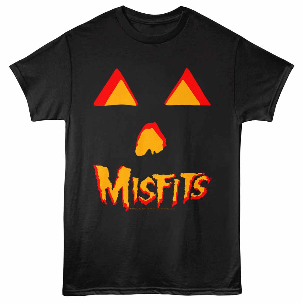 Misfits - Jack O Lantern - Front Print Adult Short Sleeve Solid T-Shirt - Black