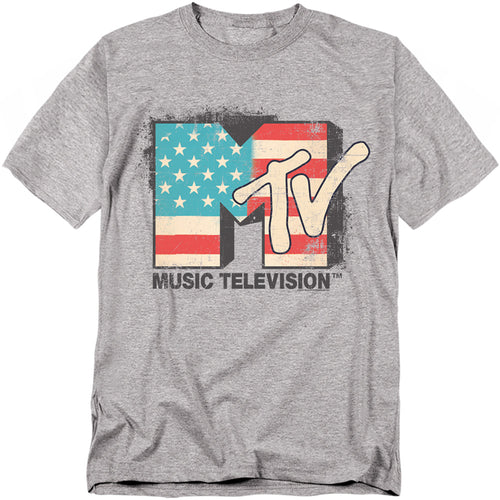 MTV - American Logo - Adult Unisex Short Sleeve T-Shirt - Gray