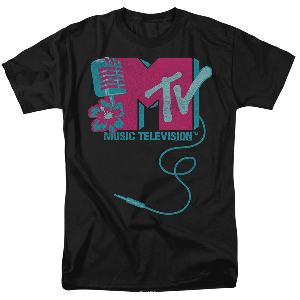 MTV - Microphone Logo - Adult Unisex Short Sleeve T-Shirt - Black