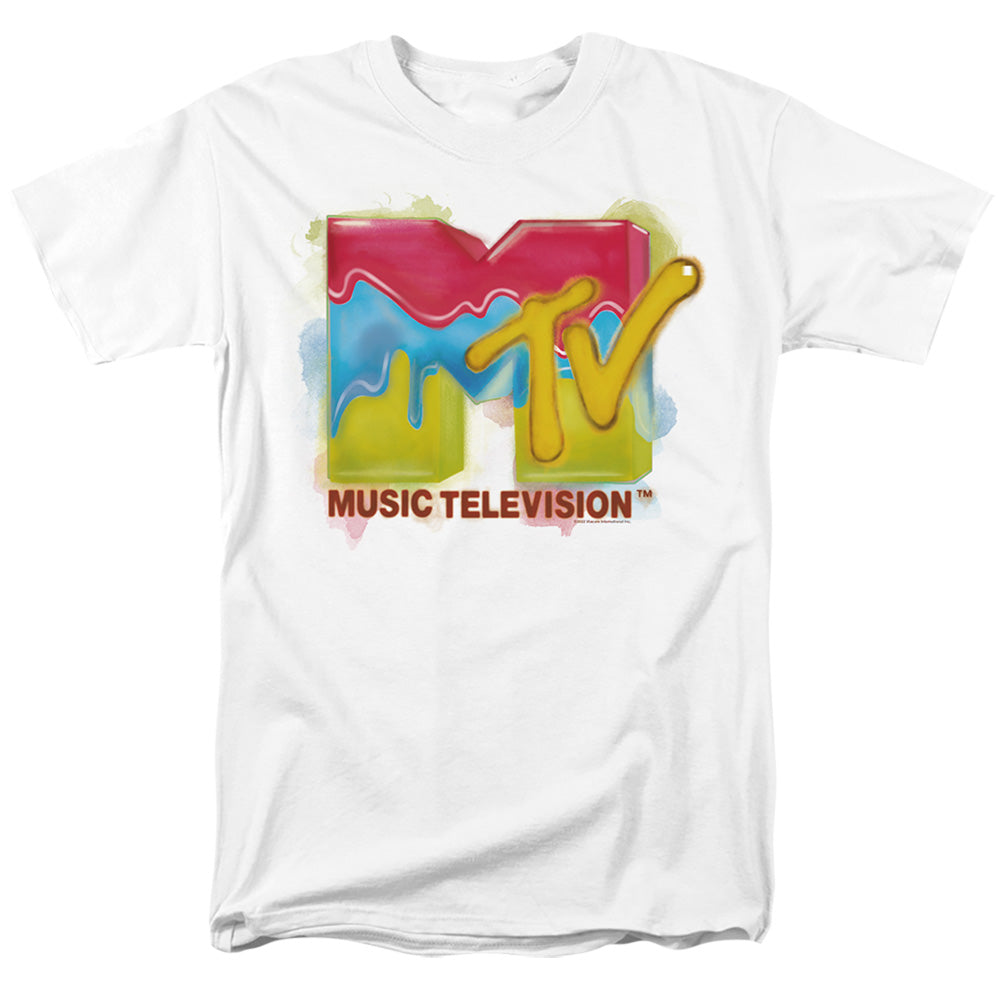MTV - Paint Logo - Adult Unisex Short Sleeve T-Shirt - White