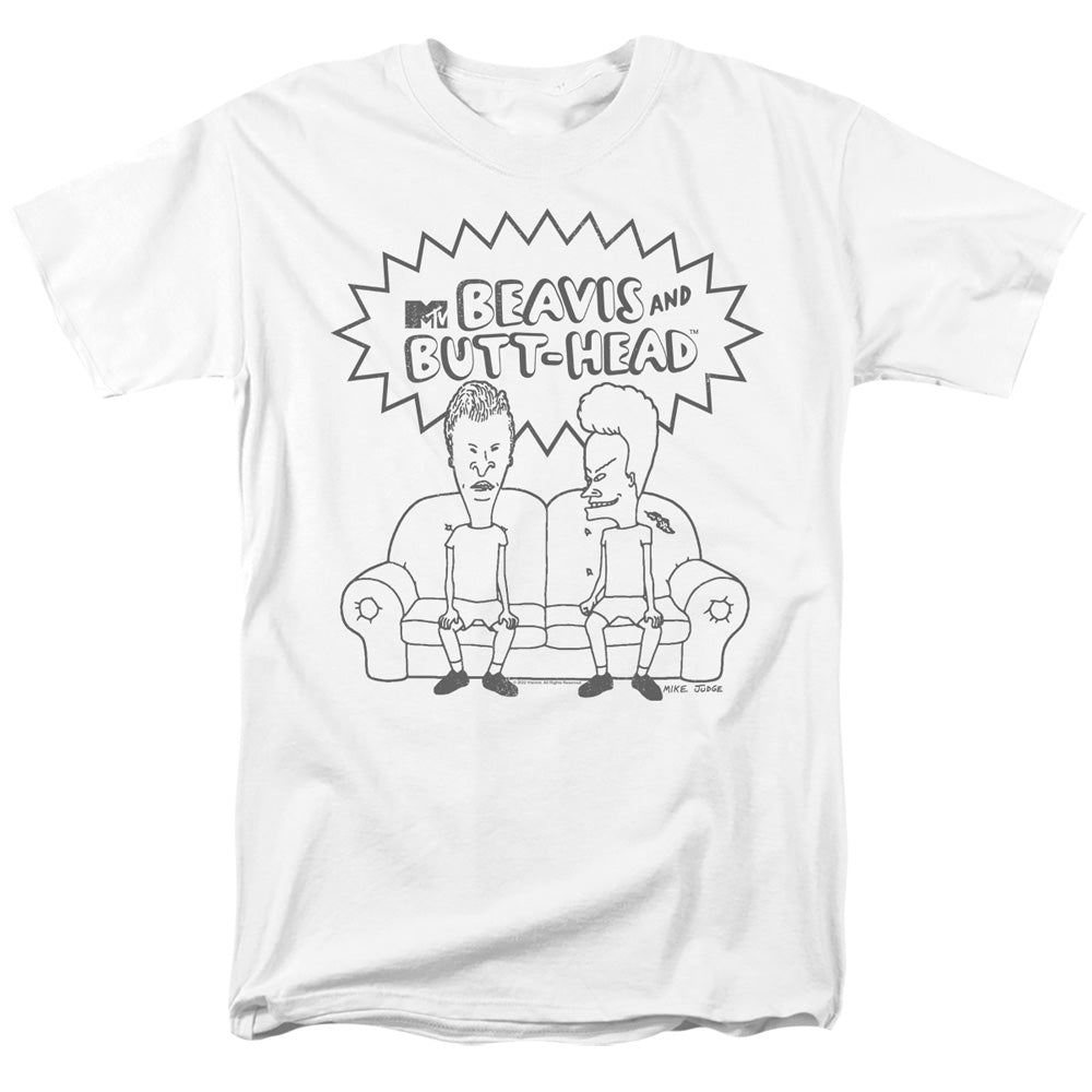 Beavis And Butthead - Couch Logo - Adult Unisex Short Sleeve T-Shirt - White