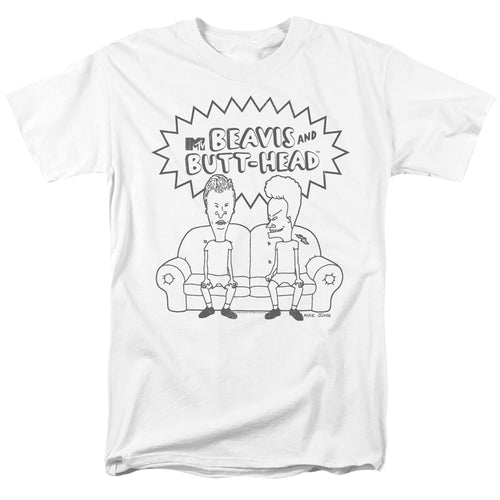 Beavis And Butthead - Couch Logo - Adult Unisex Short Sleeve T-Shirt - White