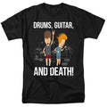 Beavis And Butthead - Drums, Guitar, And Death - Adult Unisex T-Shirt - Black