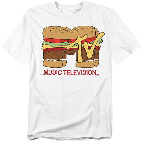 MTV - Hamburger Logo - Adult Unisex Short Sleeve T-Shirt - White