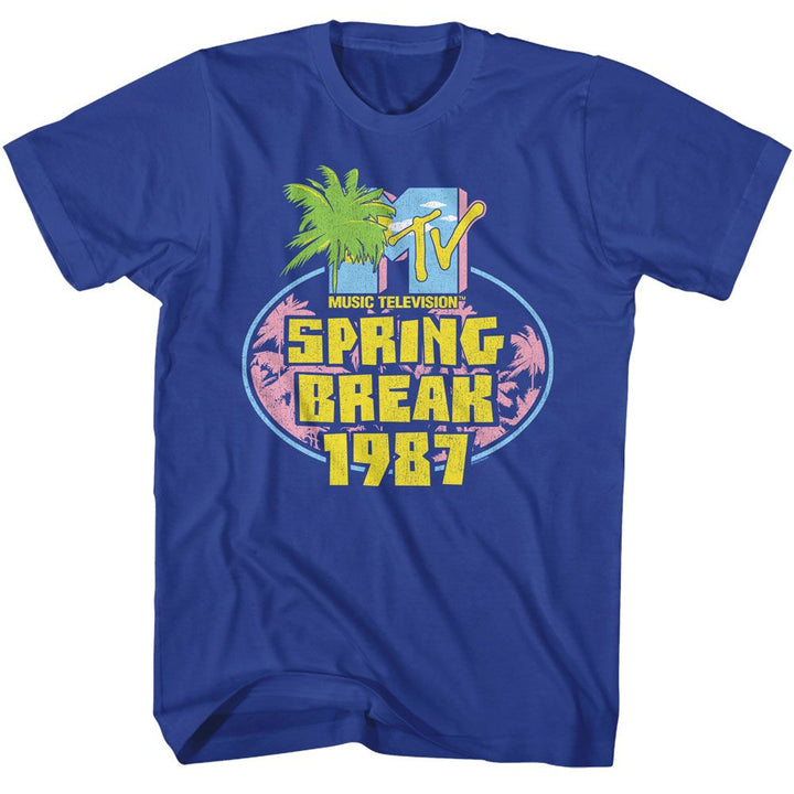 MTV - Spring Break 87 - American Classics - Solid Blue Adult Short Sleeve T-Shirt