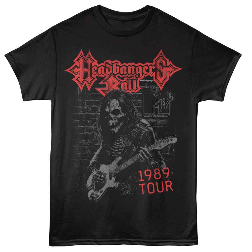 MTV - Skeleton Guitar - American Classics - Black Solid Adult Short Sleeve T-Shirt
