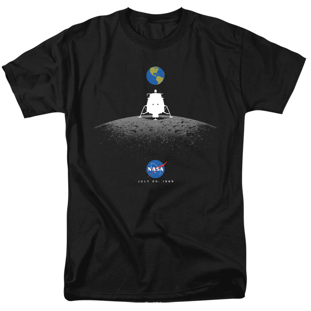 NASA - Moon Landing Simple - Adult Unisex Short Sleeve T-Shirt - Black