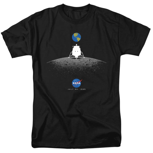 NASA - Moon Landing Simple - Adult Unisex Short Sleeve T-Shirt - Black