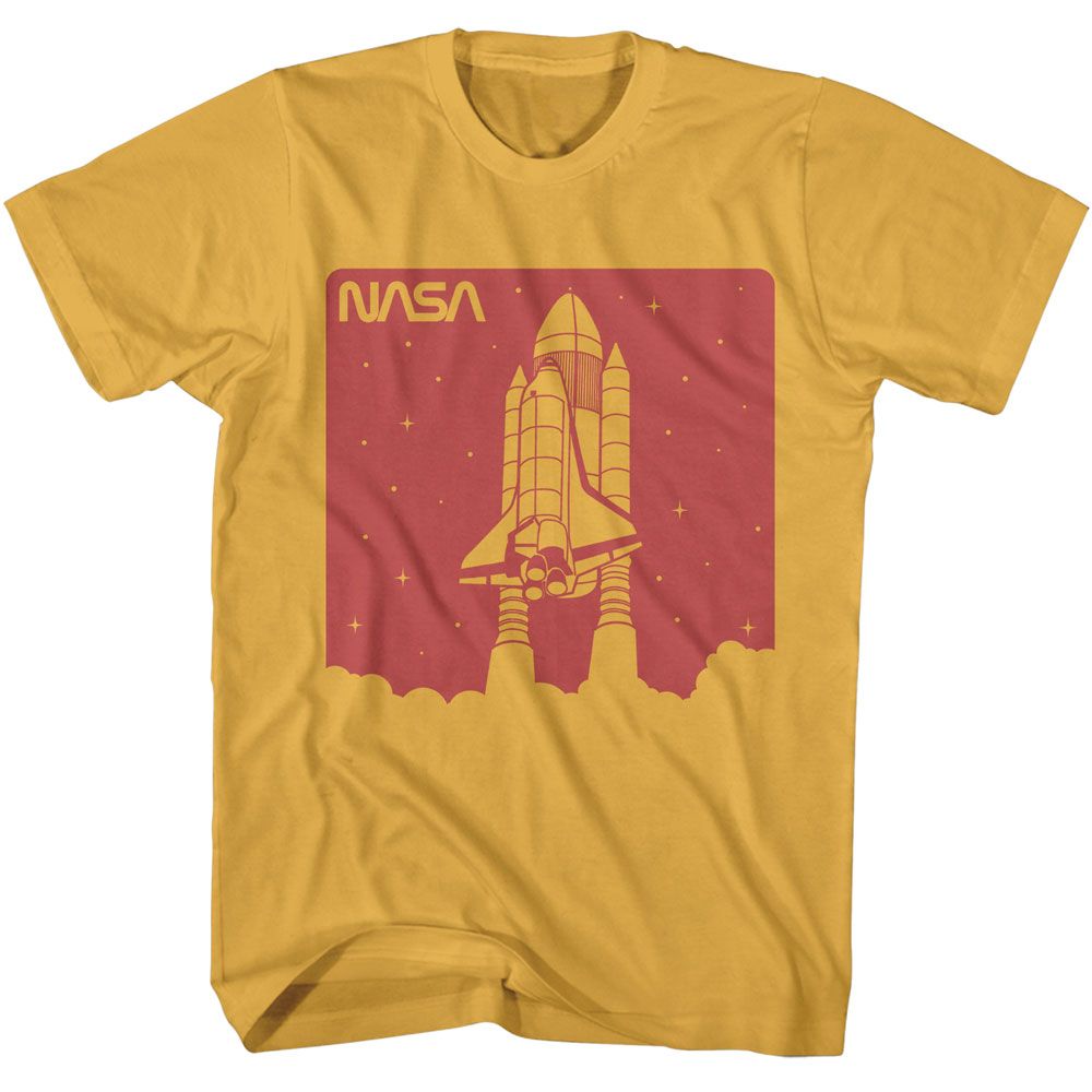 NASA - 1C Blast Off - American Classics - Solid Yellow Adult Short Sleeve T-Shirt