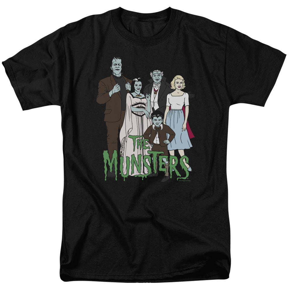 The Munsters - The Family - Adult Unisex Short Sleeve T-Shirt - Black