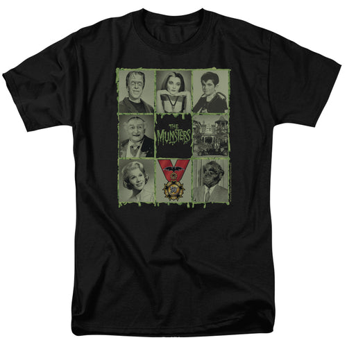 The Munsters - Blocks - Adult Unisex Short Sleeve T-Shirt - Black