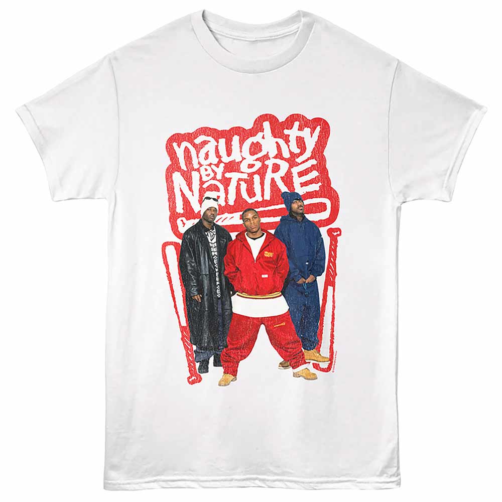 Naughty By Nature - Nbn Group Photo - Front Print Adult Short Sleeve Solid T-Shirt - White