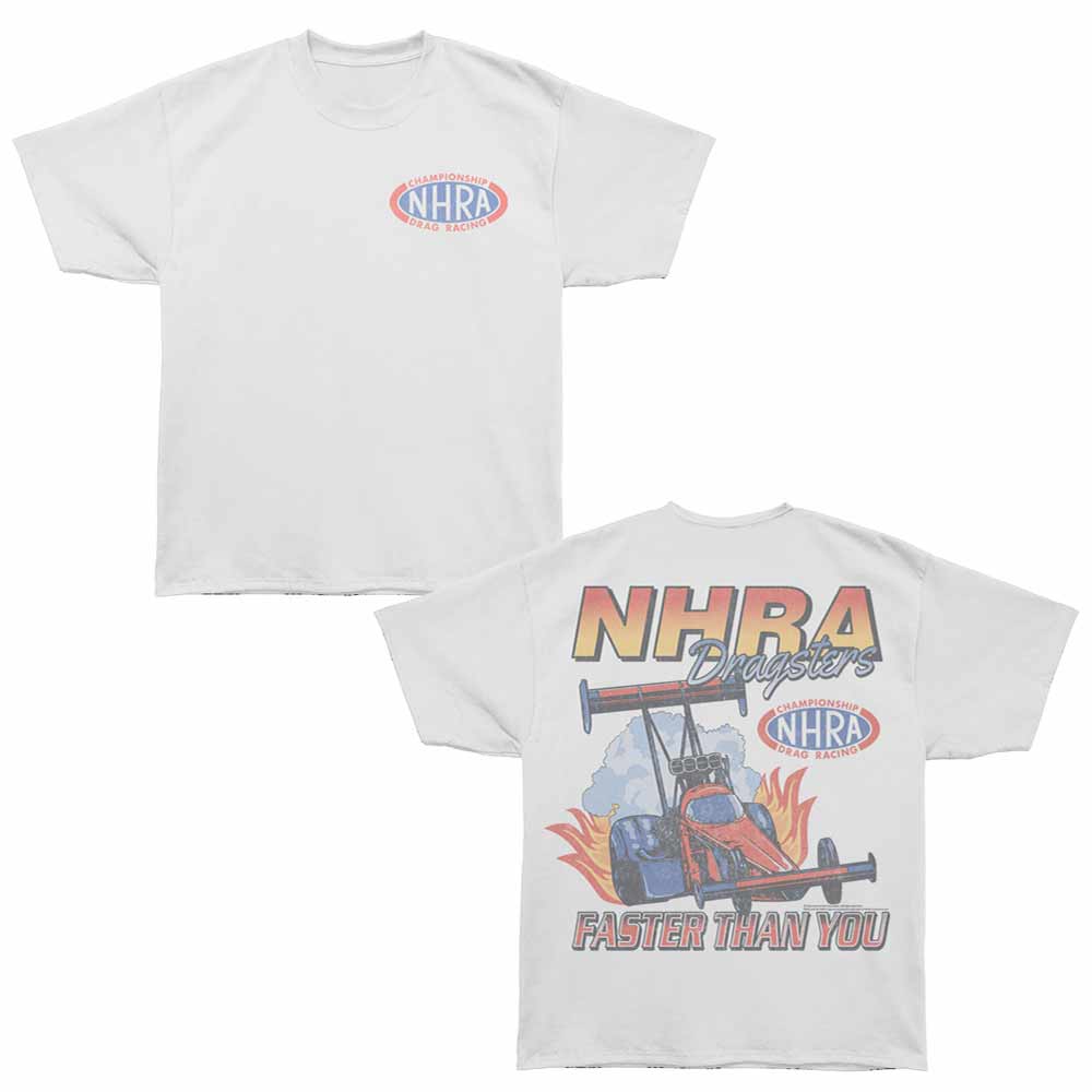 NHRA - Faster Than - Bronx Oversized Short Sleeve T-Shirt - Front & Back Print - White
