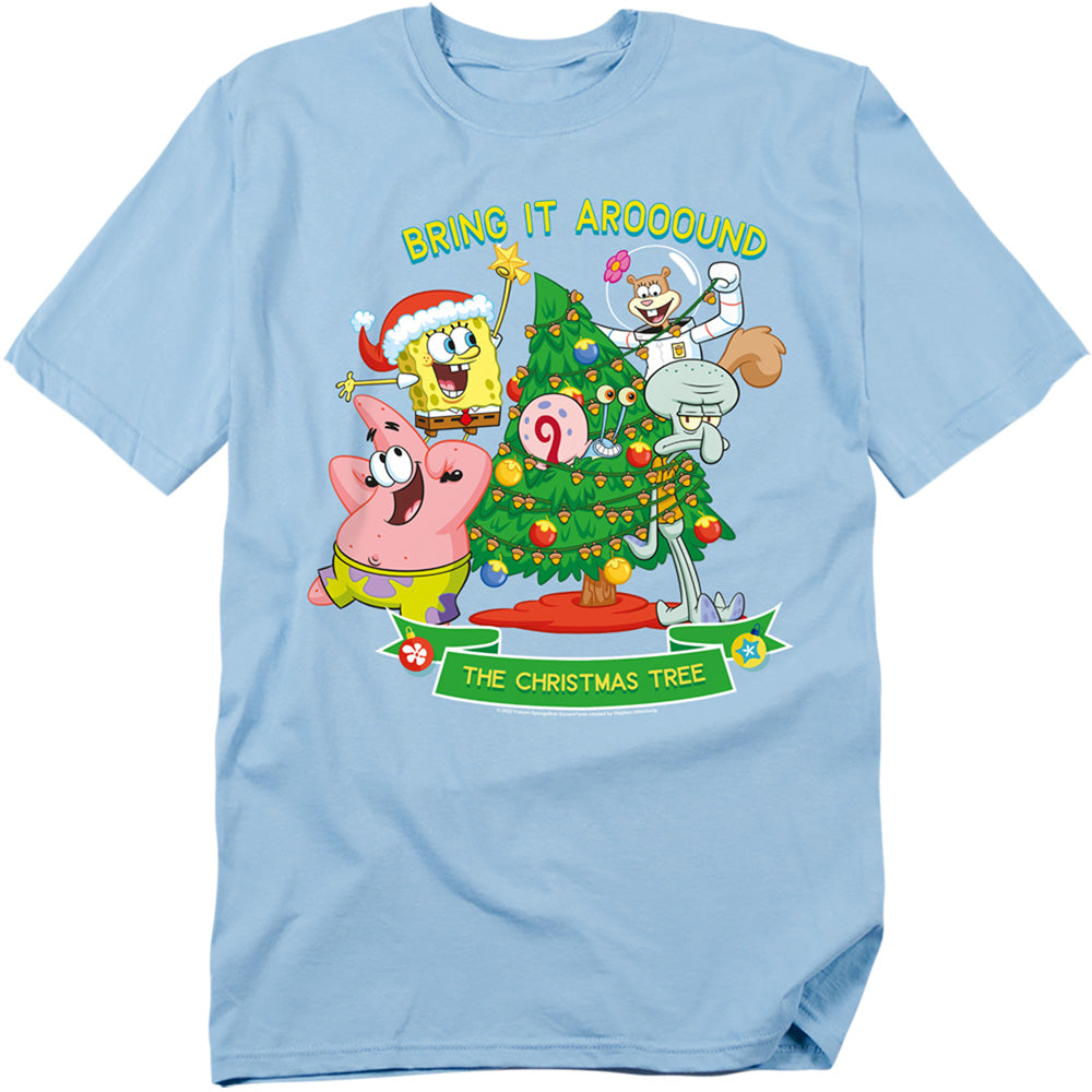 SpongeBob Aroooound The Christmas Tree Patrick Adult Unisex T-Shirt Blue
