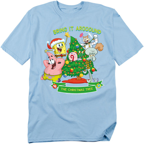 SpongeBob Aroooound The Christmas Tree Patrick Adult Unisex T-Shirt Blue