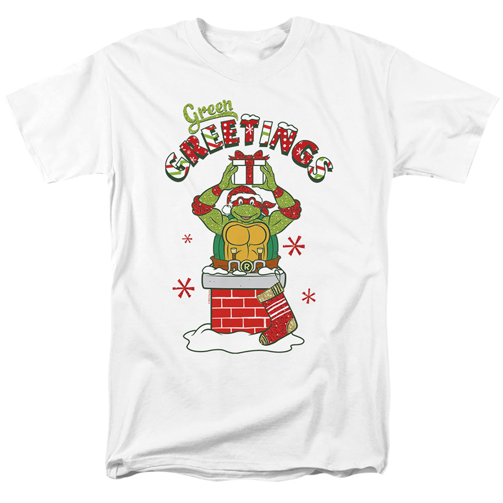 Teenage Mutant Ninja Turtles Greetings Christmas Adult Unisex T-Shirt White
