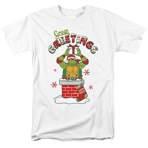 Teenage Mutant Ninja Turtles Greetings Christmas Adult Unisex T-Shirt White