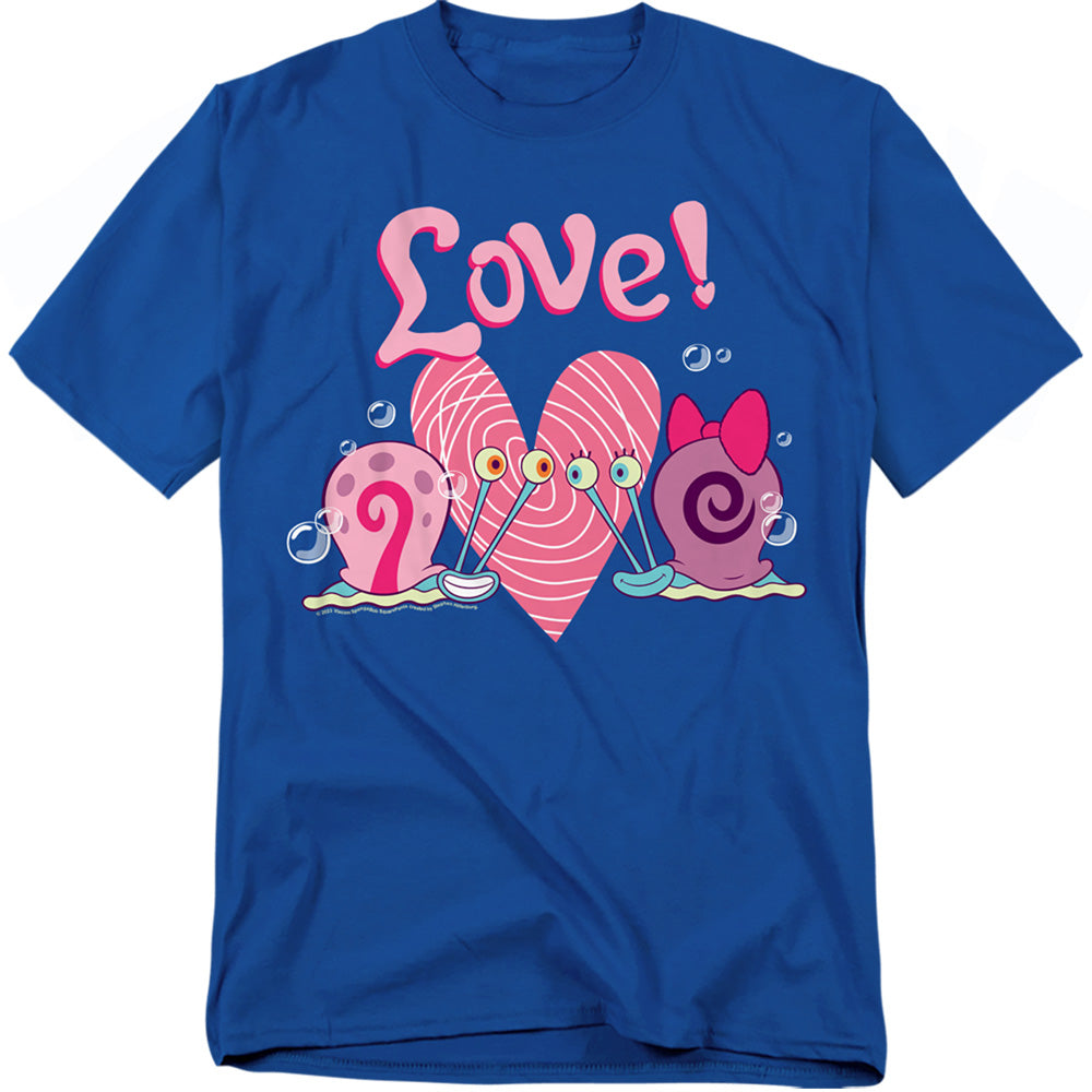 SpongeBob Valentine's Love With Gary And Snellie Adult Unisex T-Shirt Blue