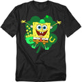 SpongeBob St. Patrick's Day Spongey Four Leaf Clover Adult Unisex T-Shirt Black