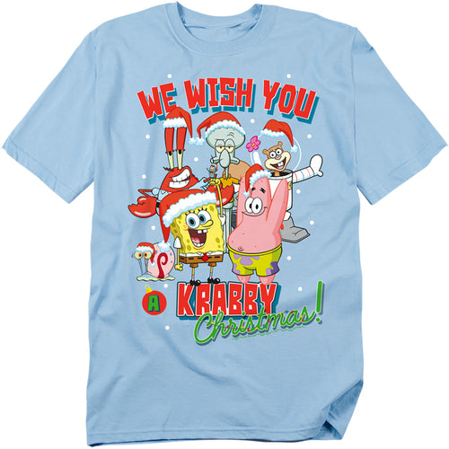 SpongeBob SquarePants - Crabby Christmas - Adult Unisex T-Shirt - Blue