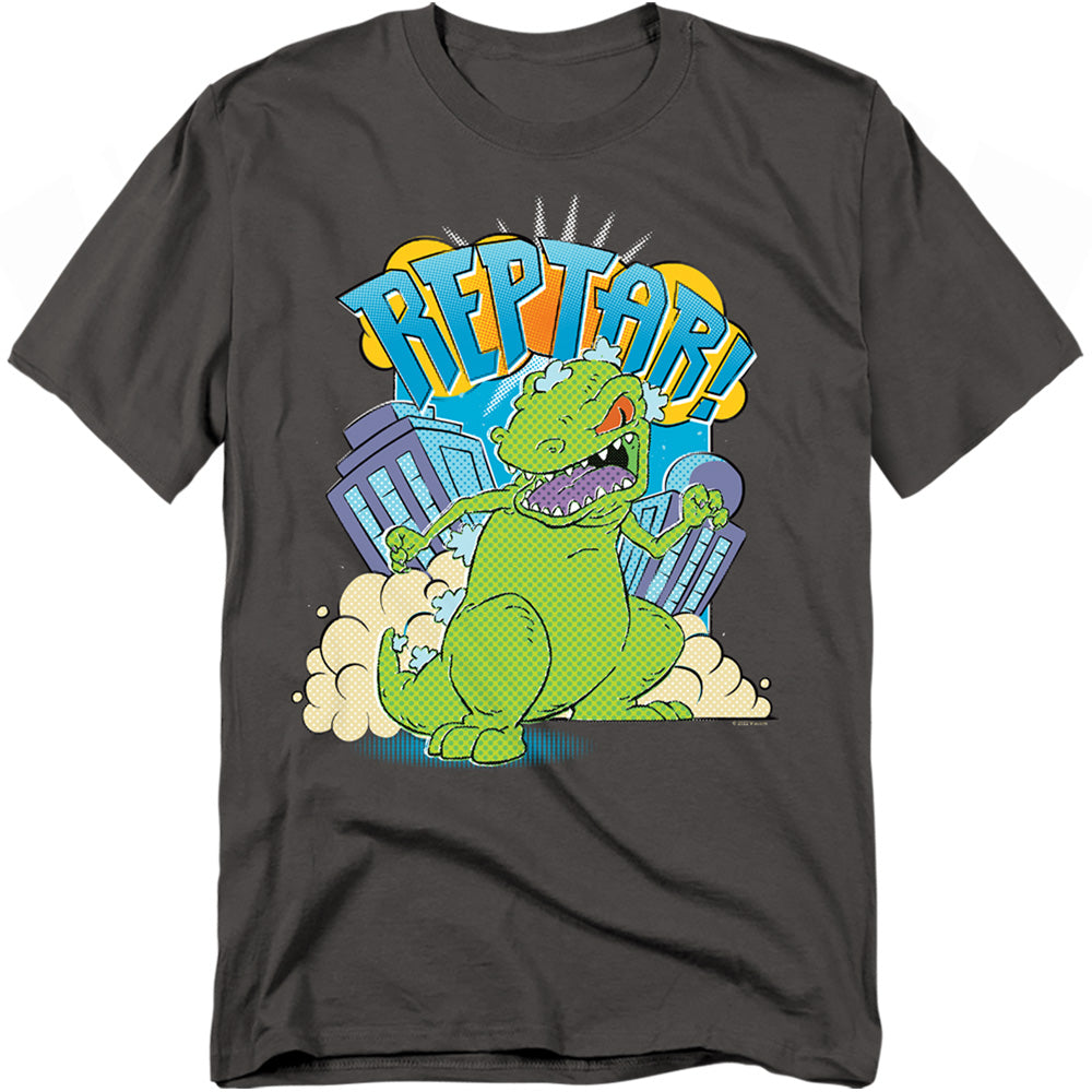 Rugrats - Reptar Stomp - Adult Unisex Short Sleeve T-Shirt - Gray