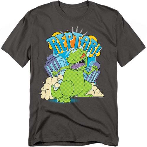 Rugrats - Reptar Stomp - Adult Unisex Short Sleeve T-Shirt - Gray