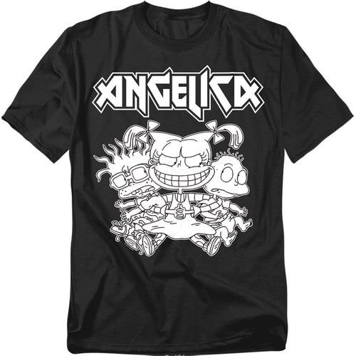 Rugrats - Angelica Pickles Rocks - Adult Unisex Short Sleeve T-Shirt - Black