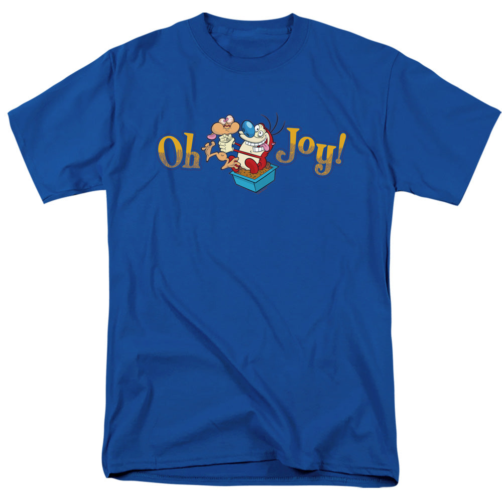 Ren And Stimpy - Oh Joy - Adult Unisex Short Sleeve T-Shirt - Blue