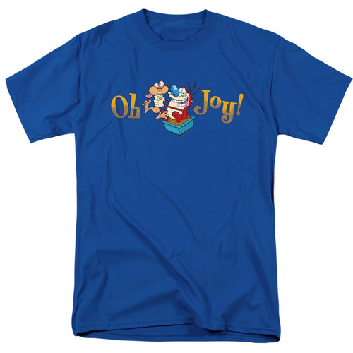 Ren And Stimpy - Oh Joy - Adult Unisex Short Sleeve T-Shirt - Blue