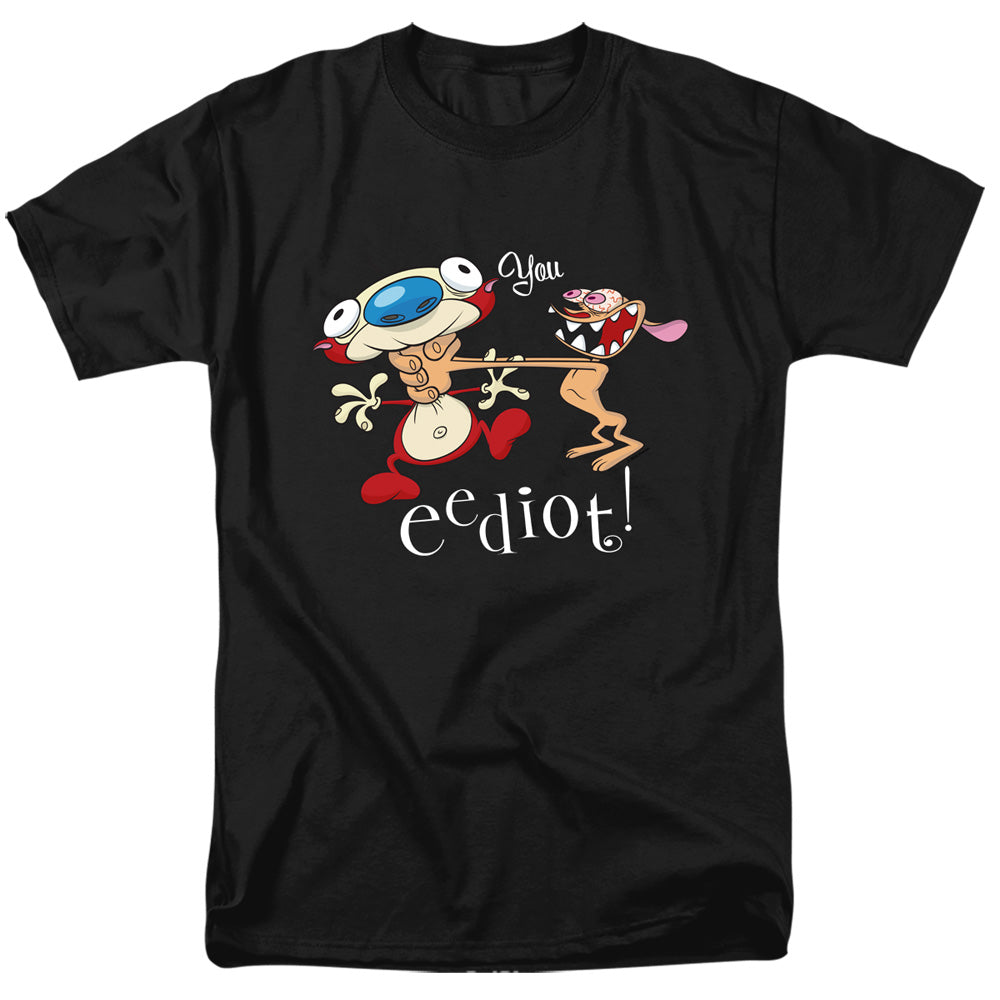 Ren And Stimpy - You Eediot - Adult Unisex Short Sleeve T-Shirt - Black
