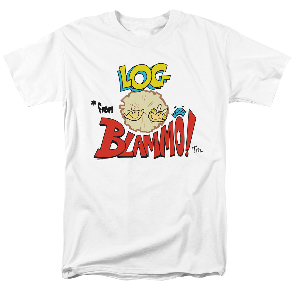 Ren And Stimpy - Log *From Blamo - Adult Unisex Short Sleeve T-Shirt - White