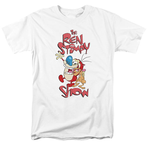 Ren And Stimpy - Ren And Stimpy Show - Adult Unisex Short Sleeve T-Shirt - White