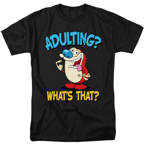 Ren And Stimpy - Adulting 2 - Adult Unisex Short Sleeve T-Shirt - Black