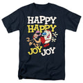 Ren And Stimpy - Happy Happy Joy Joy - Adult Unisex Short Sleeve T-Shirt - Blue
