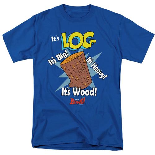Ren And Stimpy - It's Log - Adult Unisex Short Sleeve T-Shirt - Blue