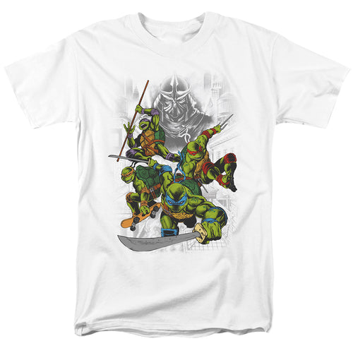 Teenage Mutant Ninja Turtles Shredder And Turtles Adult Unisex T-Shirt White