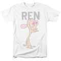 Ren And Stimpy - Collegiate Ren - Adult Unisex Short Sleeve T-Shirt - White