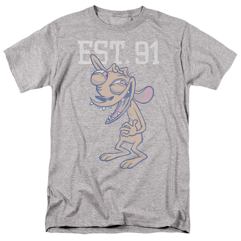 Ren And Stimpy - Ren Est - Adult Unisex Short Sleeve T-Shirt - Gray