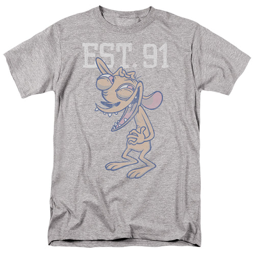 Ren And Stimpy - Ren Est - Adult Unisex Short Sleeve T-Shirt - Gray