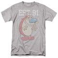 Ren And Stimpy - Stimpy Est - Adult Unisex Short Sleeve T-Shirt - Gray
