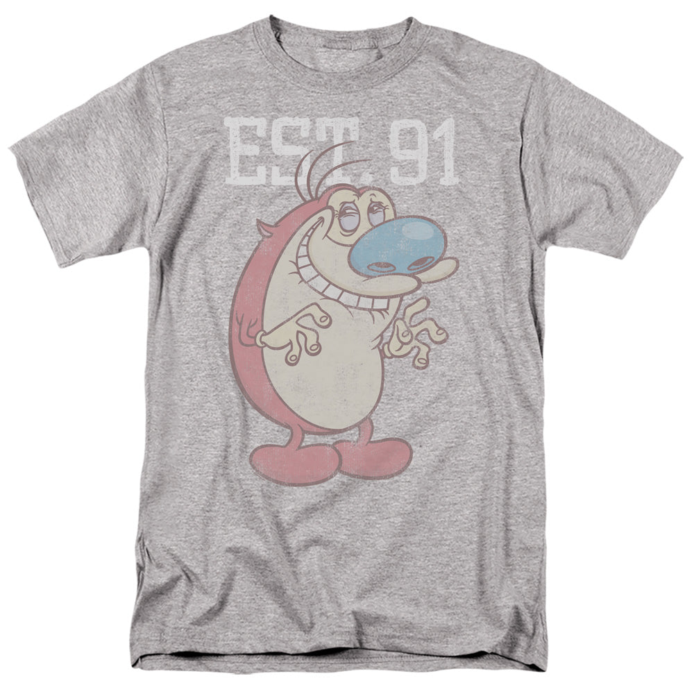 Ren And Stimpy - Stimpy Est - Adult Unisex Short Sleeve T-Shirt - Gray