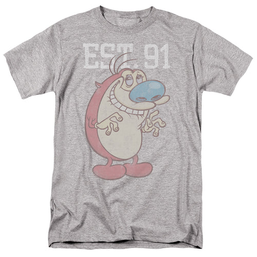 Ren And Stimpy - Stimpy Est - Adult Unisex Short Sleeve T-Shirt - Gray