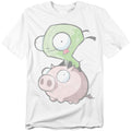 Invader Zim - Gir And Pig - Adult Unisex Short Sleeve T-Shirt - White
