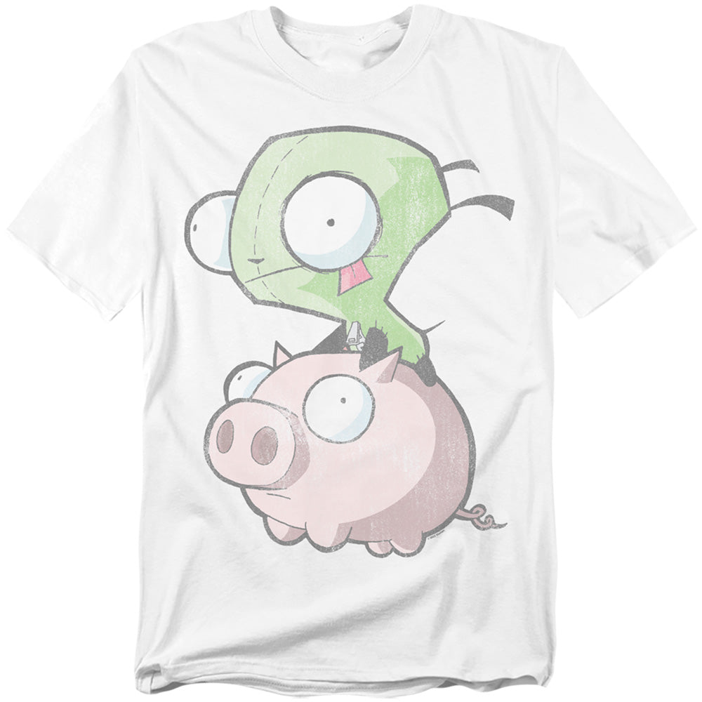Invader Zim - Gir And Pig - Adult Unisex Short Sleeve T-Shirt - White
